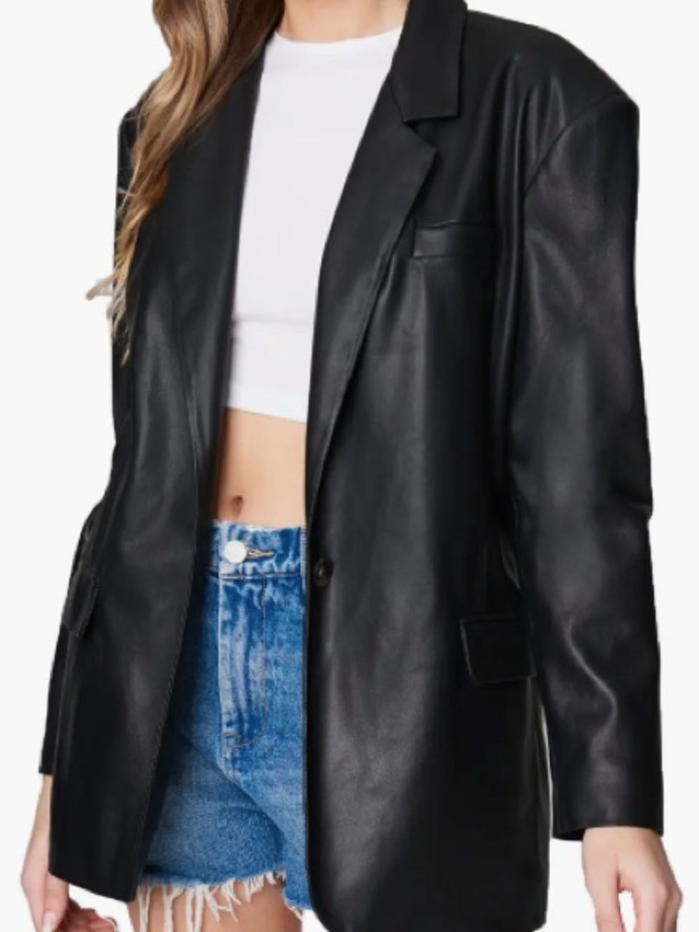 Faux Leather Blazer